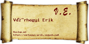 Várhegyi Erik névjegykártya