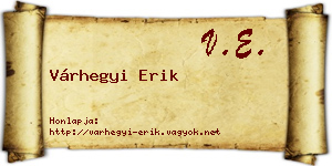 Várhegyi Erik névjegykártya